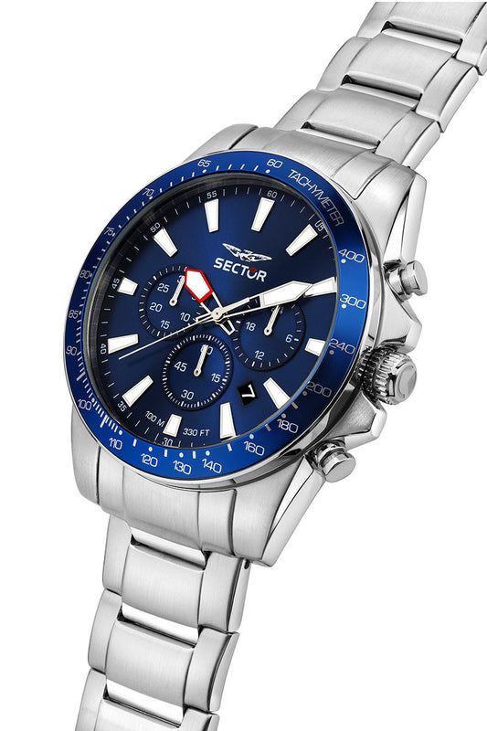 Orologio Cronografo Uomo Sector 450 Acciaio 43mm Blu R3273776009