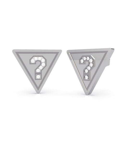 Orecchini Guess Donna Triangolo Punto Interrogativo Cristalli Acciaio