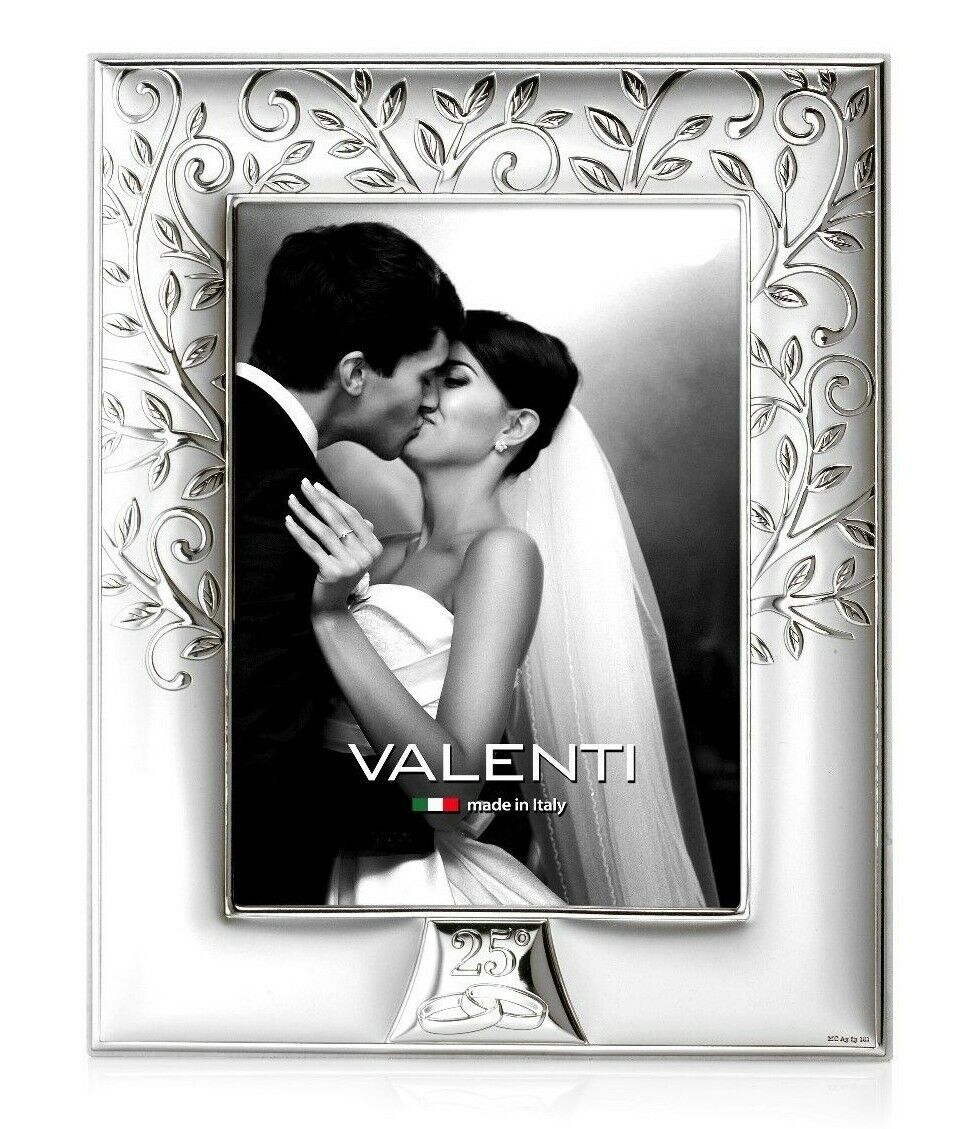 VALENTI cornice portafoto in argento albero della vita 25 anni matrimonio anniversario 27x33