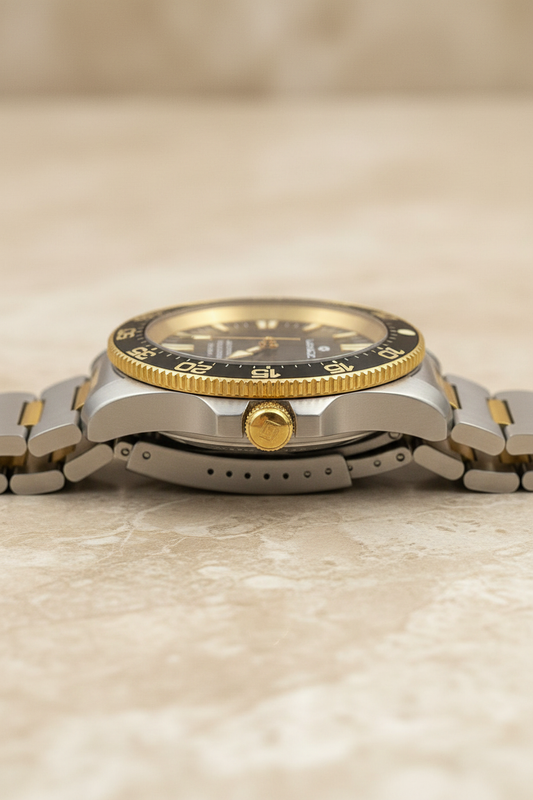 Corona e cassa acciaio bicolore Lorenz Shark