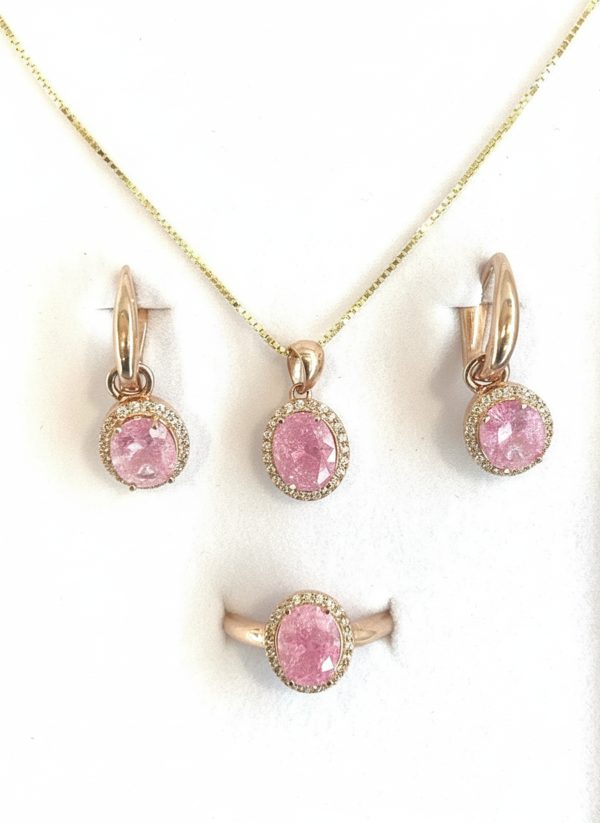 Parure argento rosa set completo ottimizzato sfondo bianco