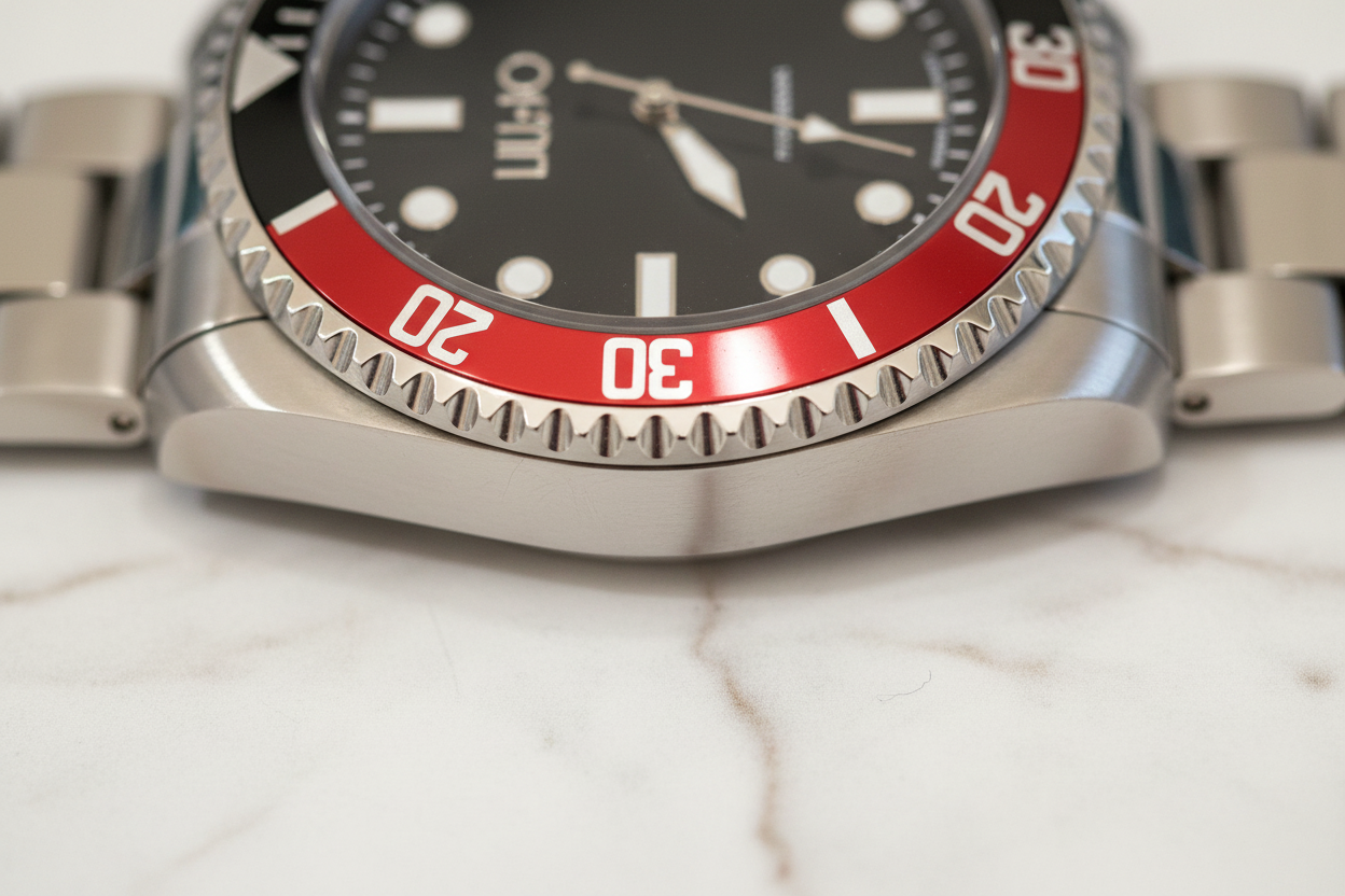 Dettaglio ghiera bicolore nero rosso