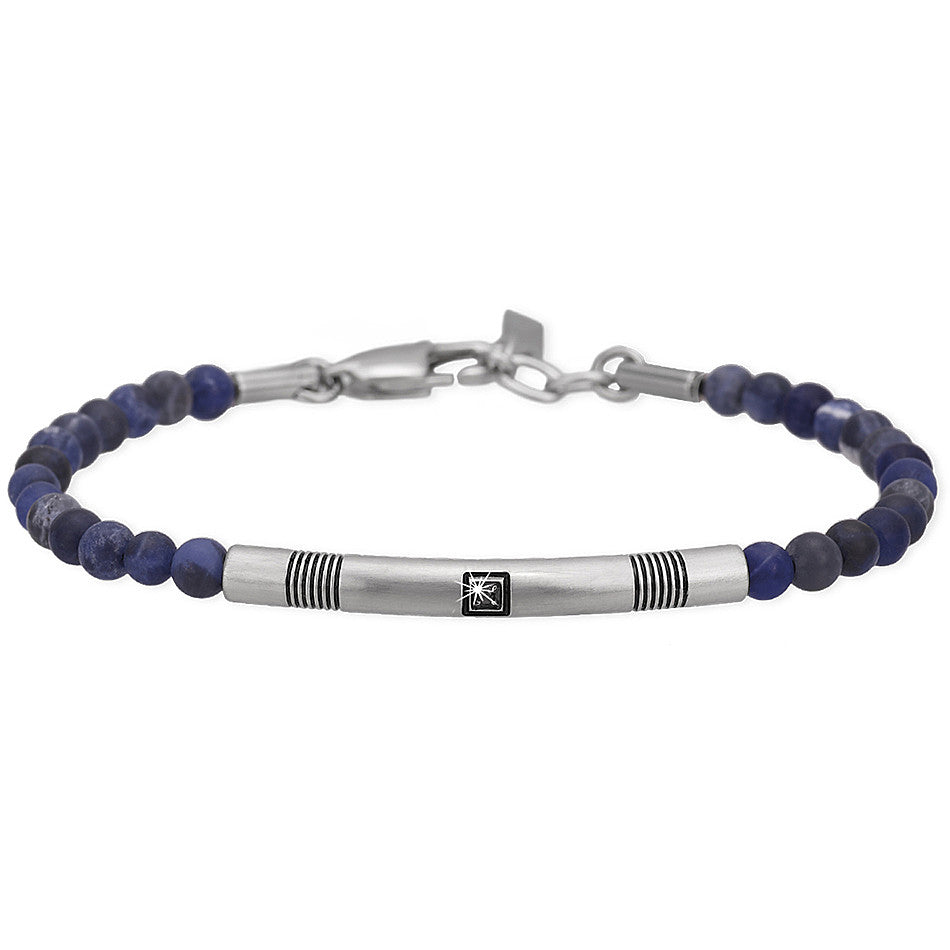 2jewels bracciale per uomo con sfere in sodalite blu e acciaio 231998