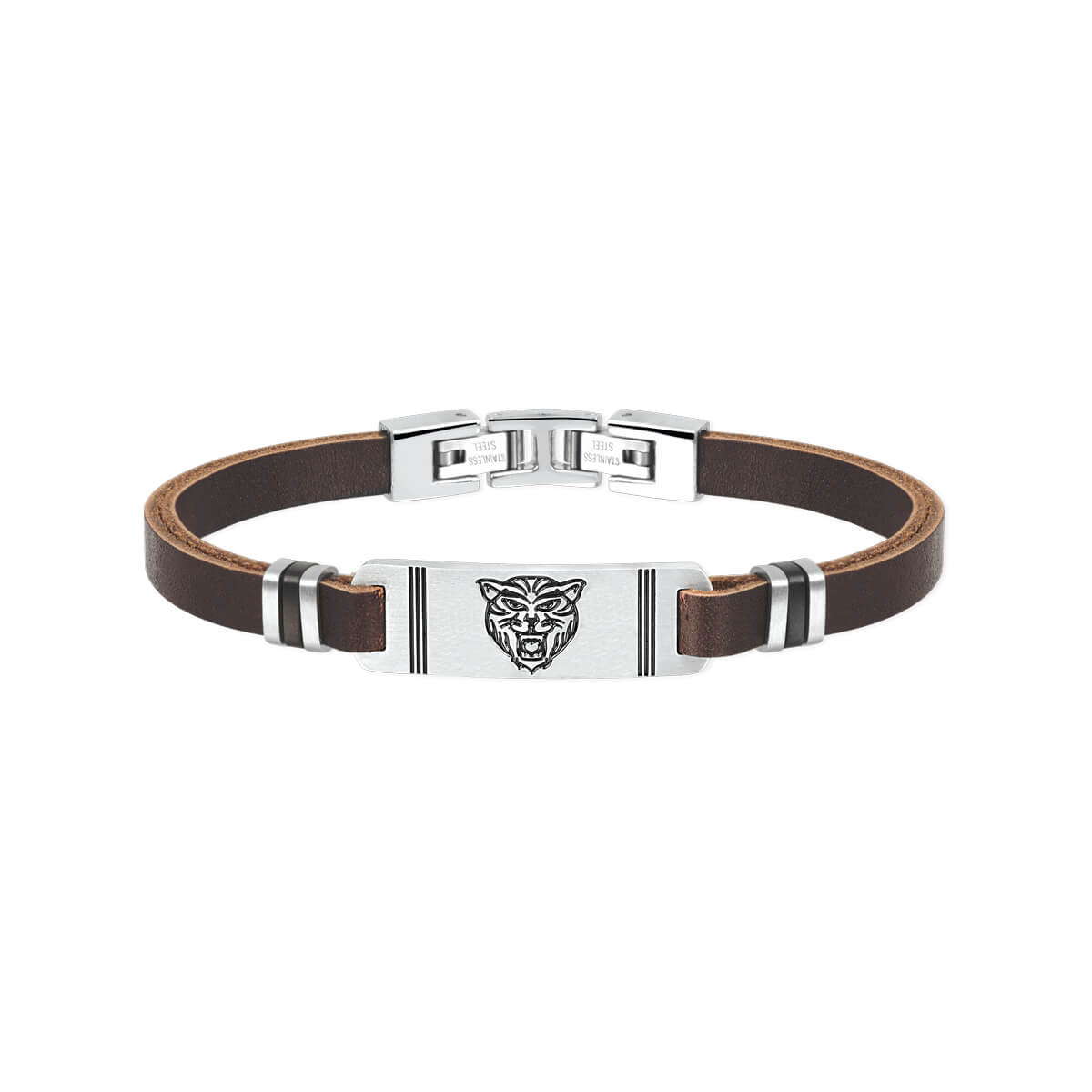Bracciale 2Jewels da uomo in pelle marrone e piastra acciaio sottocosto 232027
