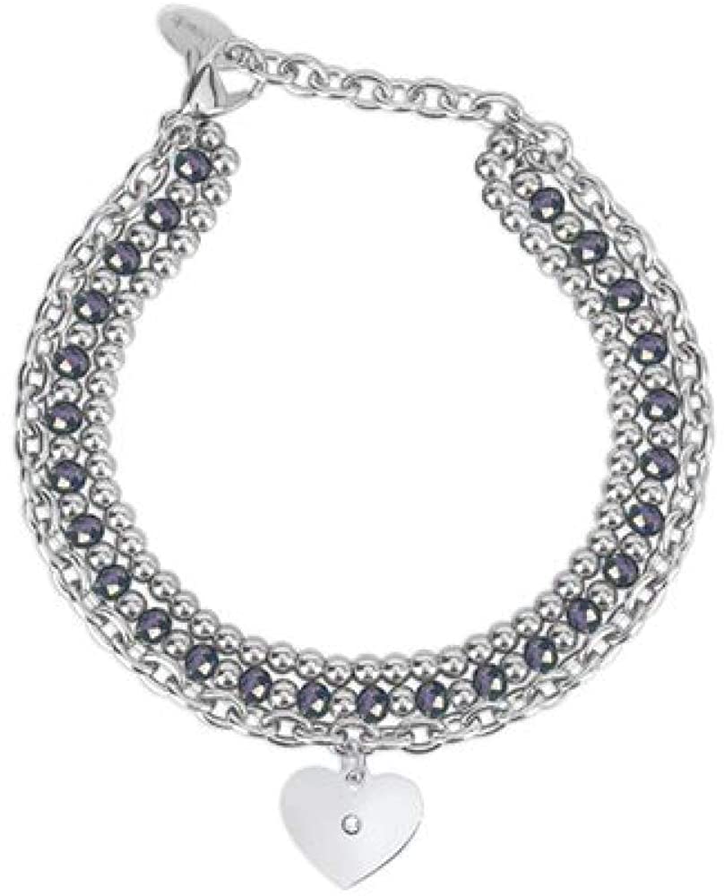 Bracciale da donna in acciaio triplo filo sfere colorate 2JEWELS sottocosto