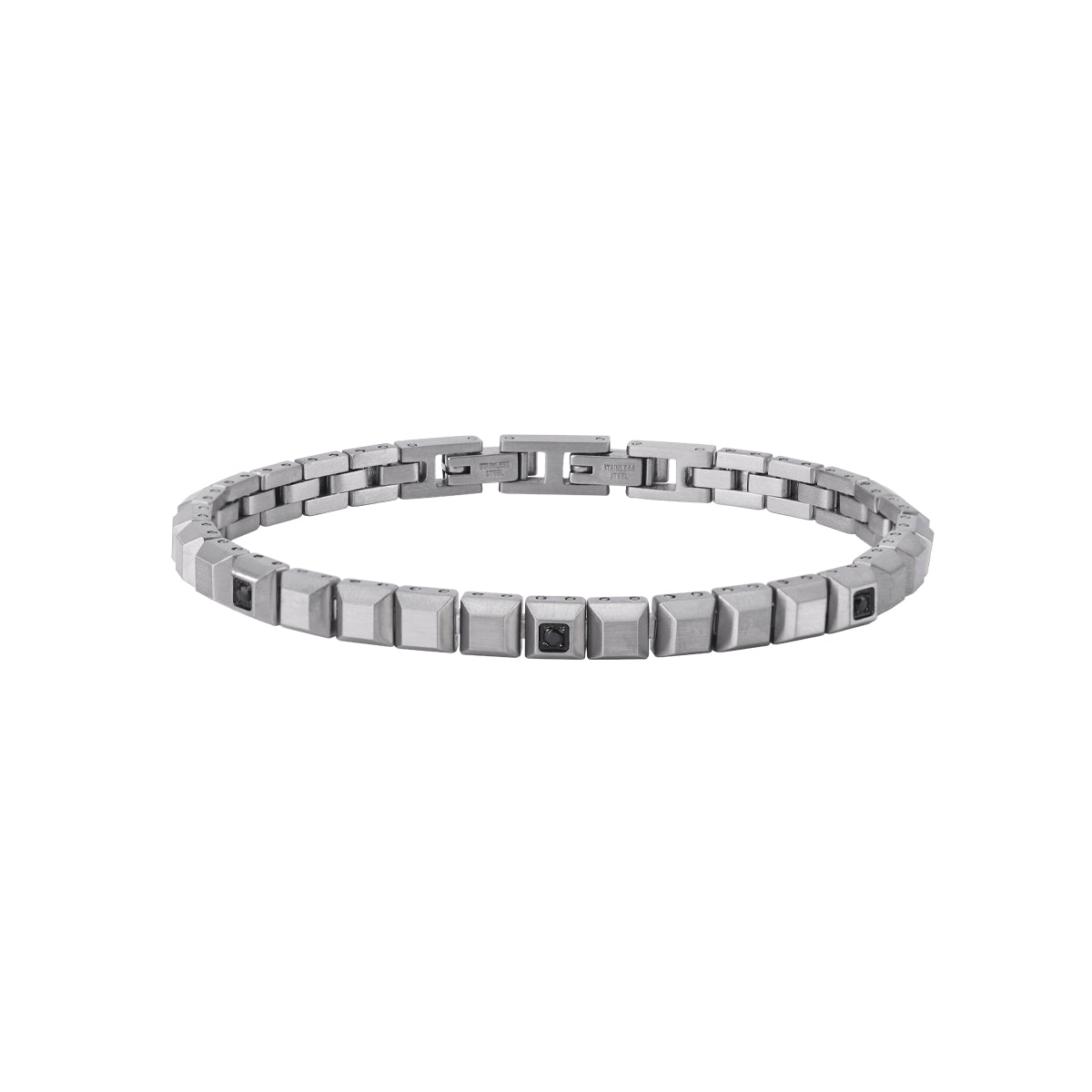 2jewels bracciale tennis in acciaio e cristalli neri 232267