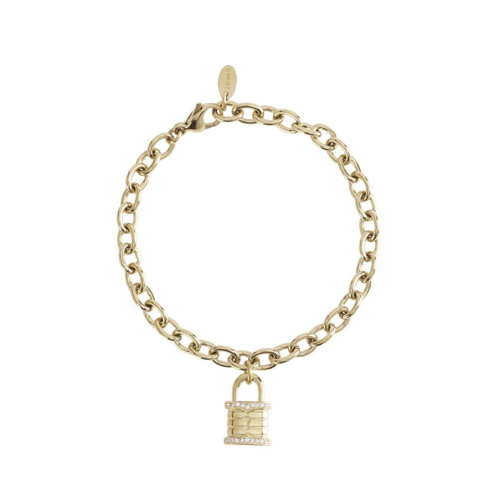 2JEWELS BRACCIALE PER DONNA IN ACCIAIO DORATO E CIONDOLO LUCCHETTO 232282
