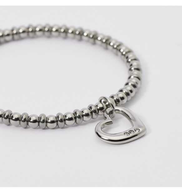 2JEWELS BRACCIALE ELASTICO IN ACCIAIO CON SFERE E CIONDOLI CUORE PER DONNA 232297