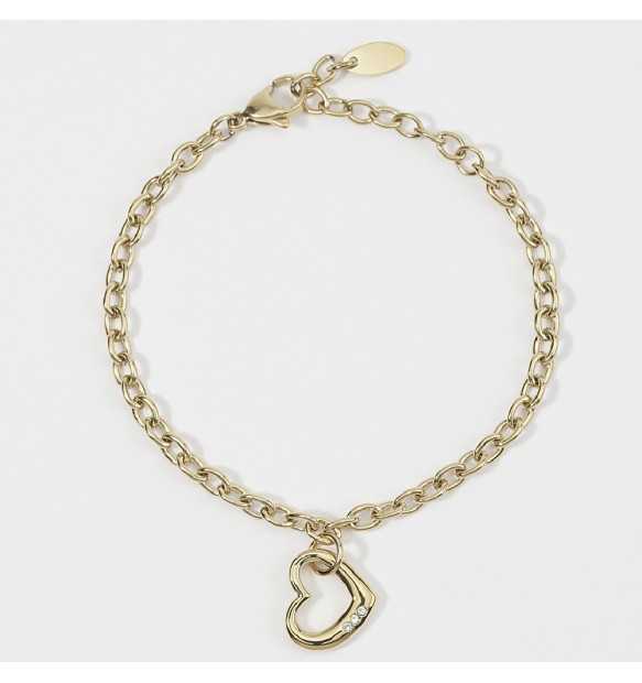 2JEWELS BRACCIALE IN ACCIAIO DORATO PER DONNA CON PENDENTE CUORE 232298