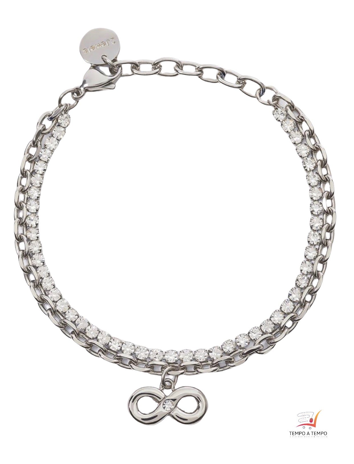 2JEWELS BRACCIALE DOPPIO FILO IN ACCIAIO STILE TENNIS PER DONNA 232314
