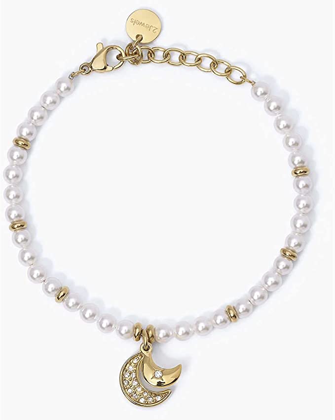 2JEWELS BRACCIALE PER DONNA IN ACCIAIO E PVD GOLD CON CIONDOLO LUNA 232341