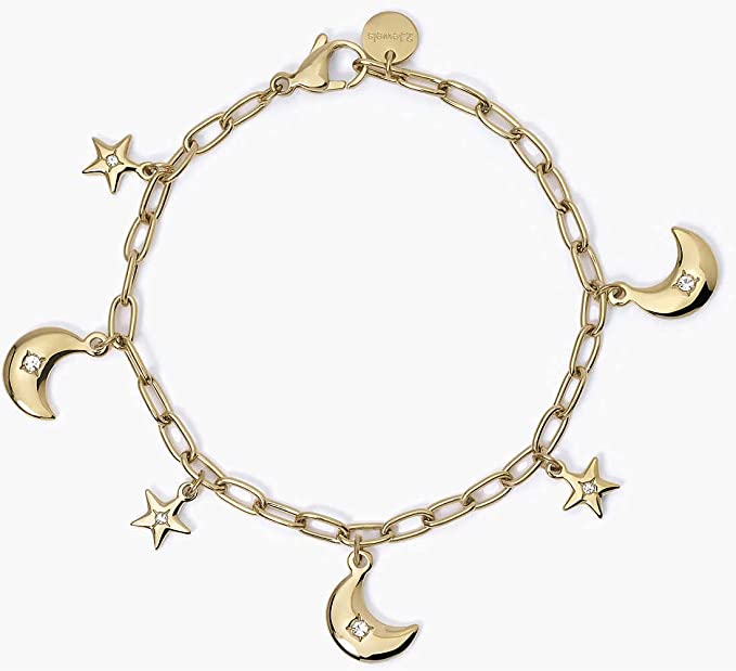 2JEWELS BRACCIALE IN ACCIAIO DORATO PER DONNA CON CIONDOLI LUNA 232345