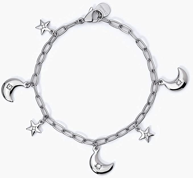 2JEWELS BRACCIALE IN ACCIAIO A CATENA PER DONNA CON CIONDOLI LUNA 232346