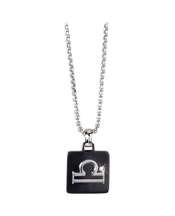 Collana in acciaio e pvd nero segno zodiacale bilancia 2JEWELS uomo