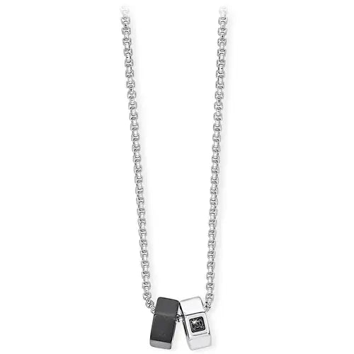 2Jewels collana da uomo in acciaio con zircone nero ciondolo bullone 251536