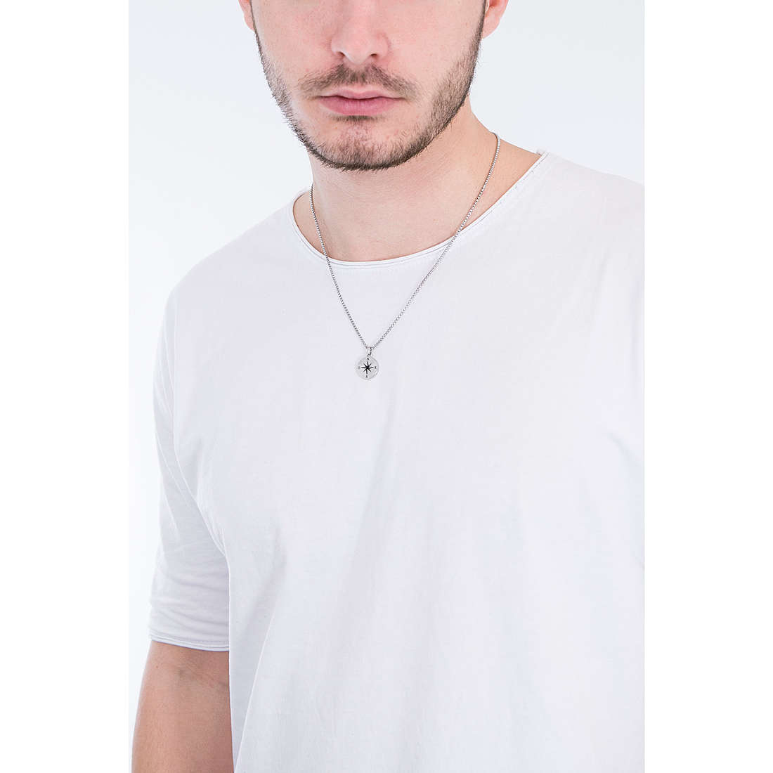 Collana in acciaio 316L con ciondolo rosa dei venti 2JEWELS uomo