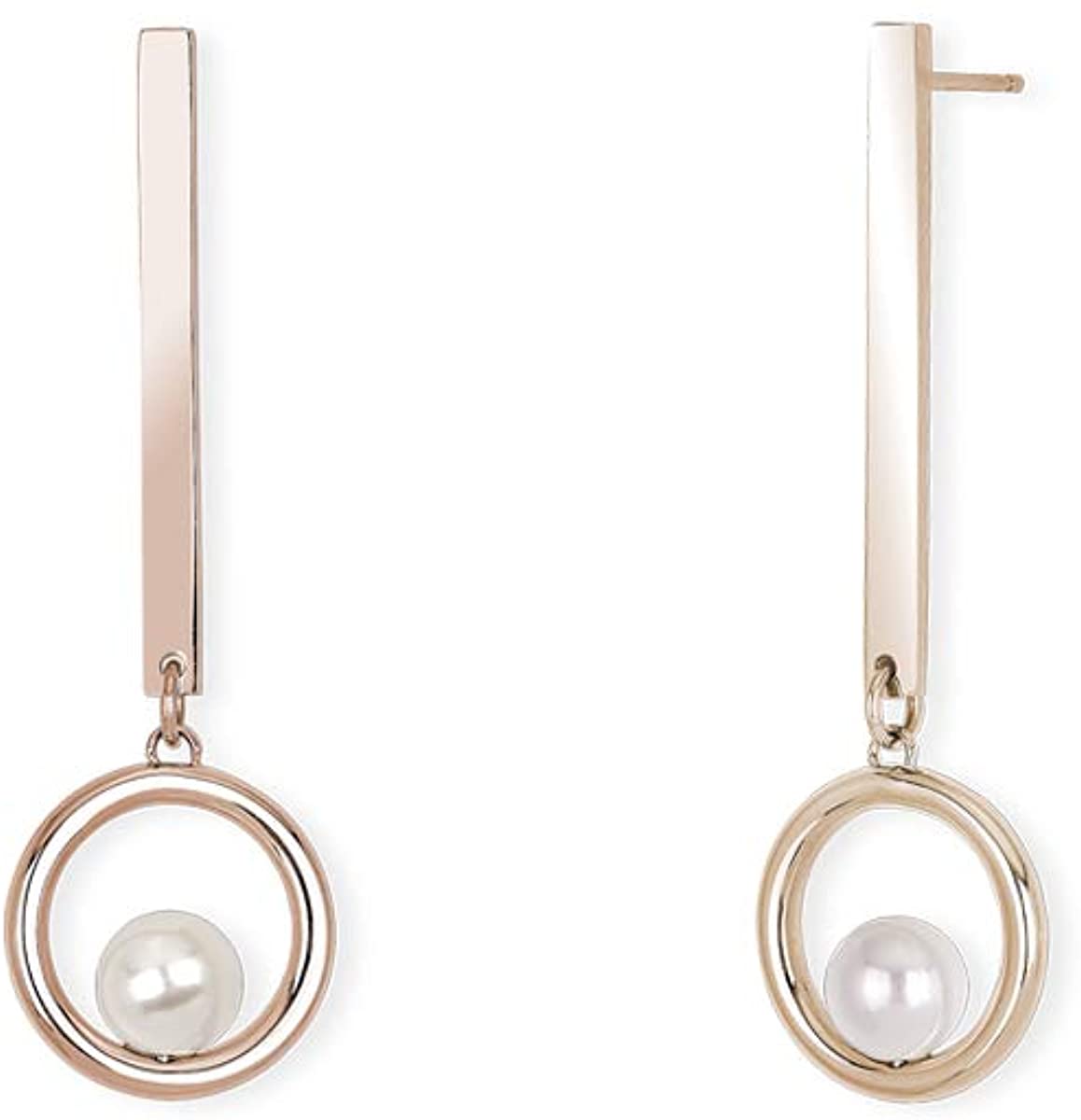 2JEWELS ORECCHINI PENDENTI IN ACCIAIO ROSA E PERLA PER DONNA 261292