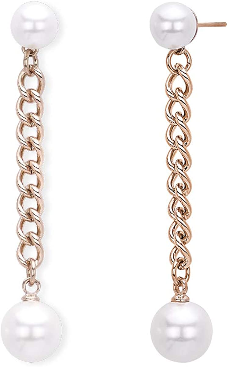 2JEWELS ORECCHINI PENDENTI PER DONNA IN ACCIAIO ROSA CON PERLA 261309
