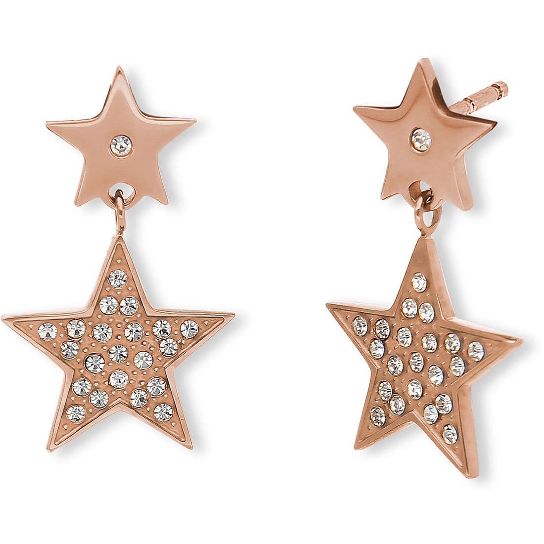 2JEWELS ORECCHINI PER DONNA IN ACCIAIO ROSA CON CRISTALLI E STELLE 261332