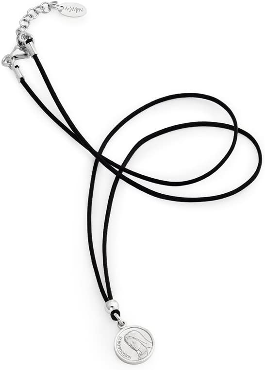 COLLANA UNISEX AMEN IN COTONE CERATO CON MEDAGLIA SAN CRISTOFORO