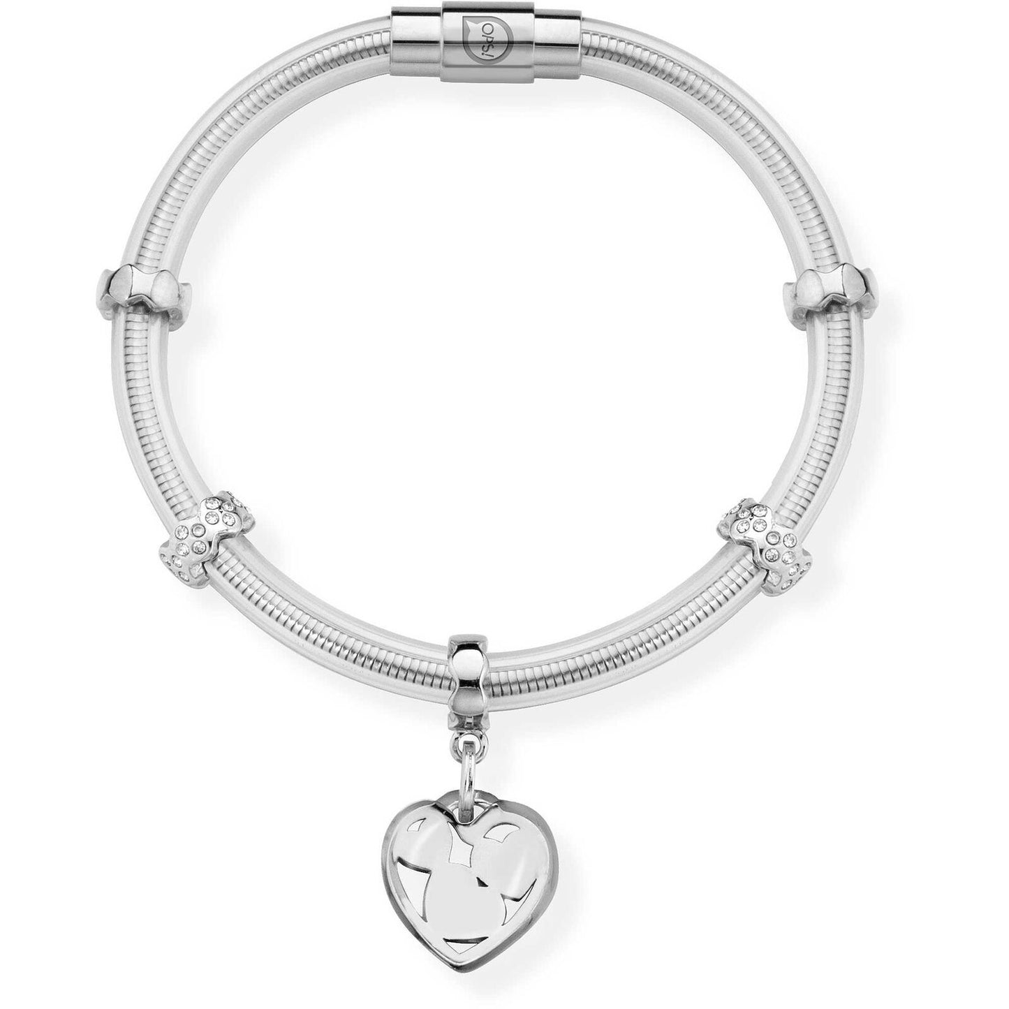 Opsobjects bracciale in acciaio per donna con ciondolo cuore OPSBR490