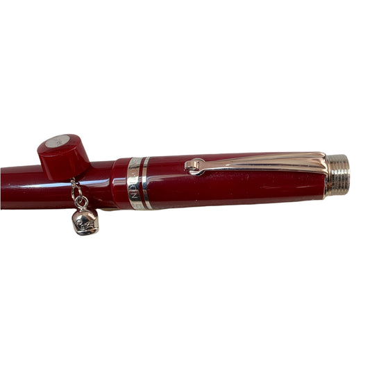 Penna Roller Bordeaux Officina Italiana Campanella Argento Elegante Professionale