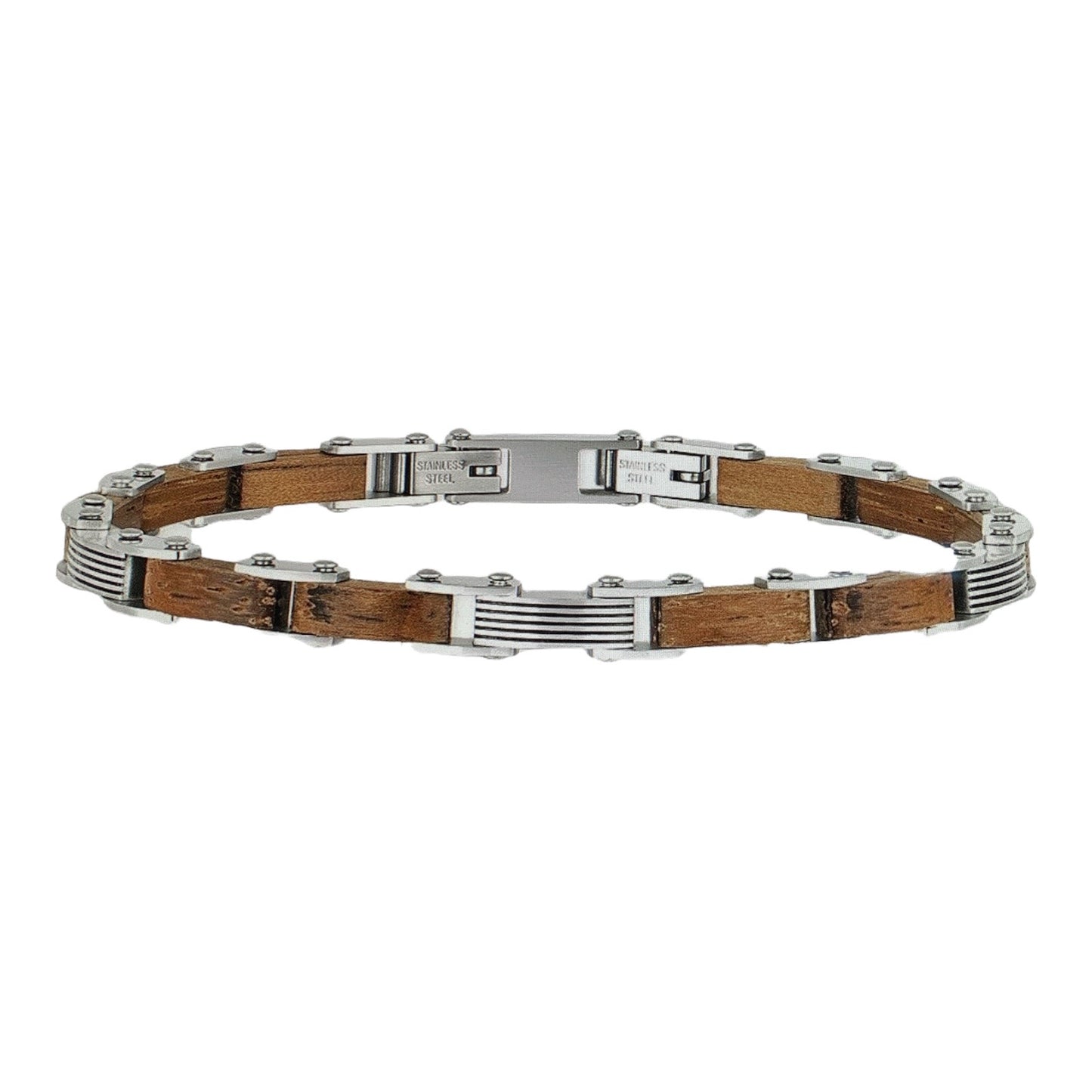 Bracciale acciaio 316L ipoallergenico e legno 2JEWELS uomo moda