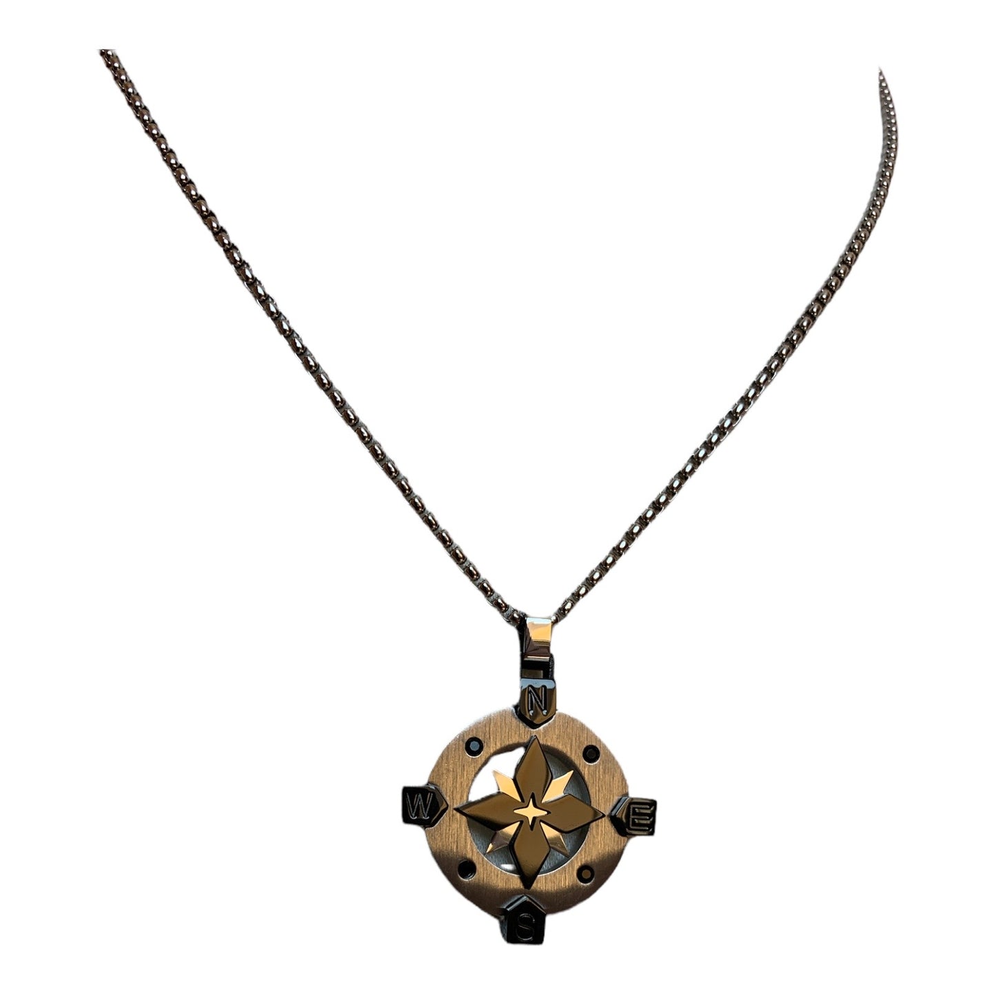 2jewels collana casual in acciaio per uomo ciondolo rosa dei venti 251367