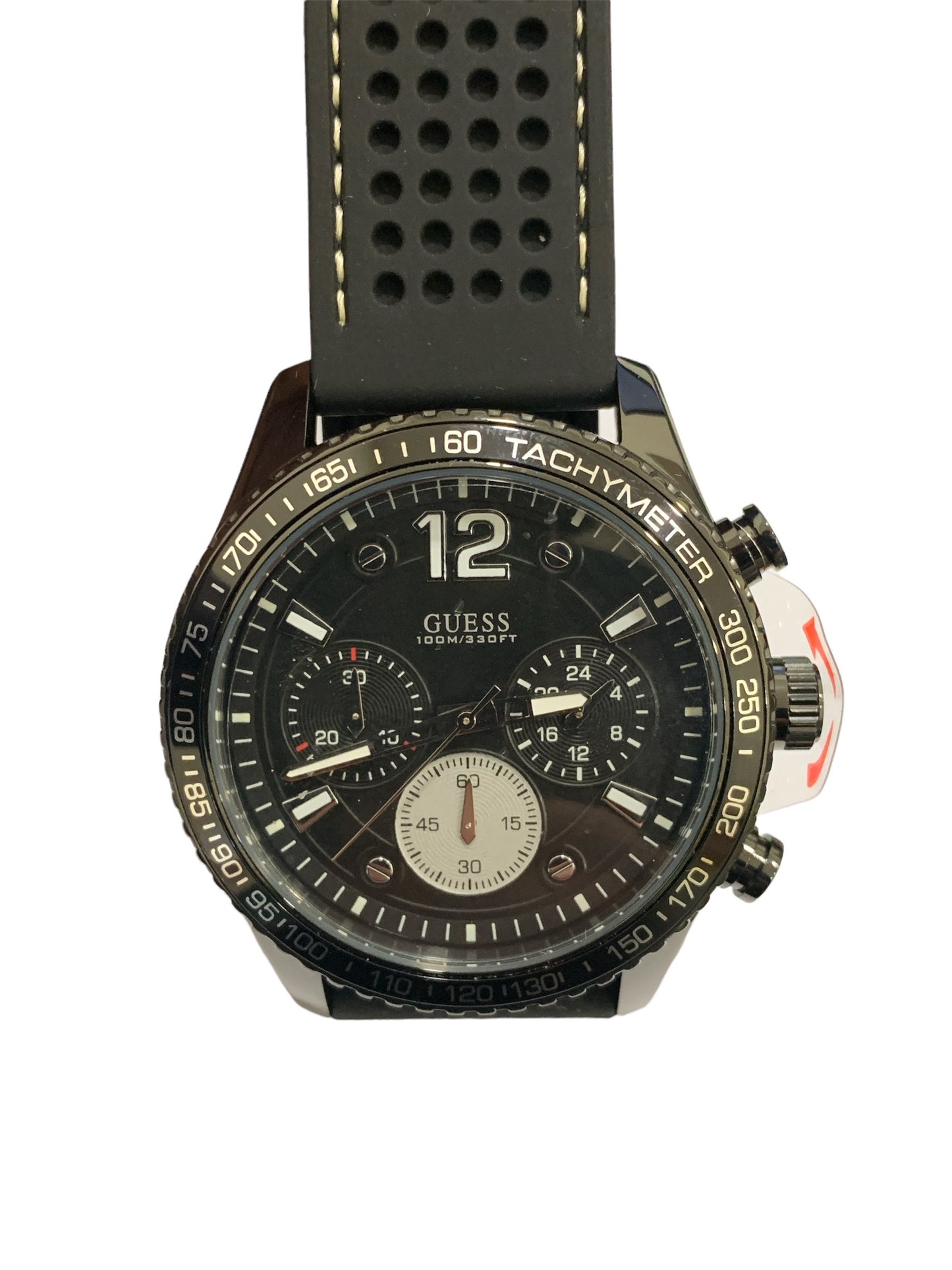 GUESS orologio da polso cronografo sportivo cinturino in silicone nero tattico per uomo W0971G1