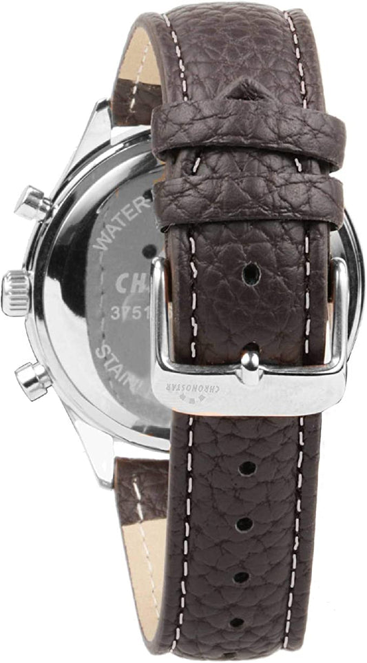 Orologio Uomo Chronostar Acciaio Cinturino Pelle Marrone Quarzo