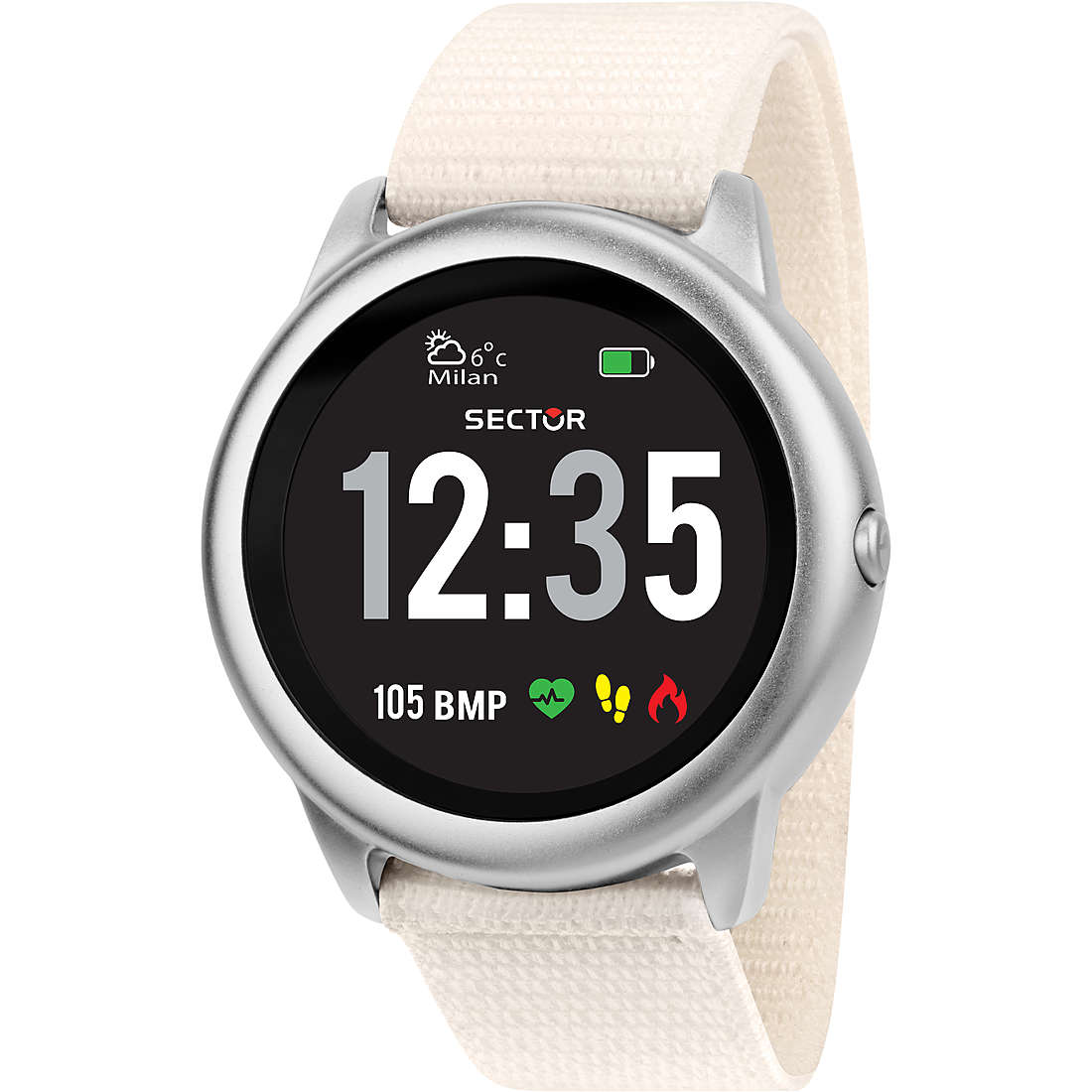 Sector S-01 R3251545502 Smartwatch Donna Bianco Elegante IP67 Cinturino Nylon