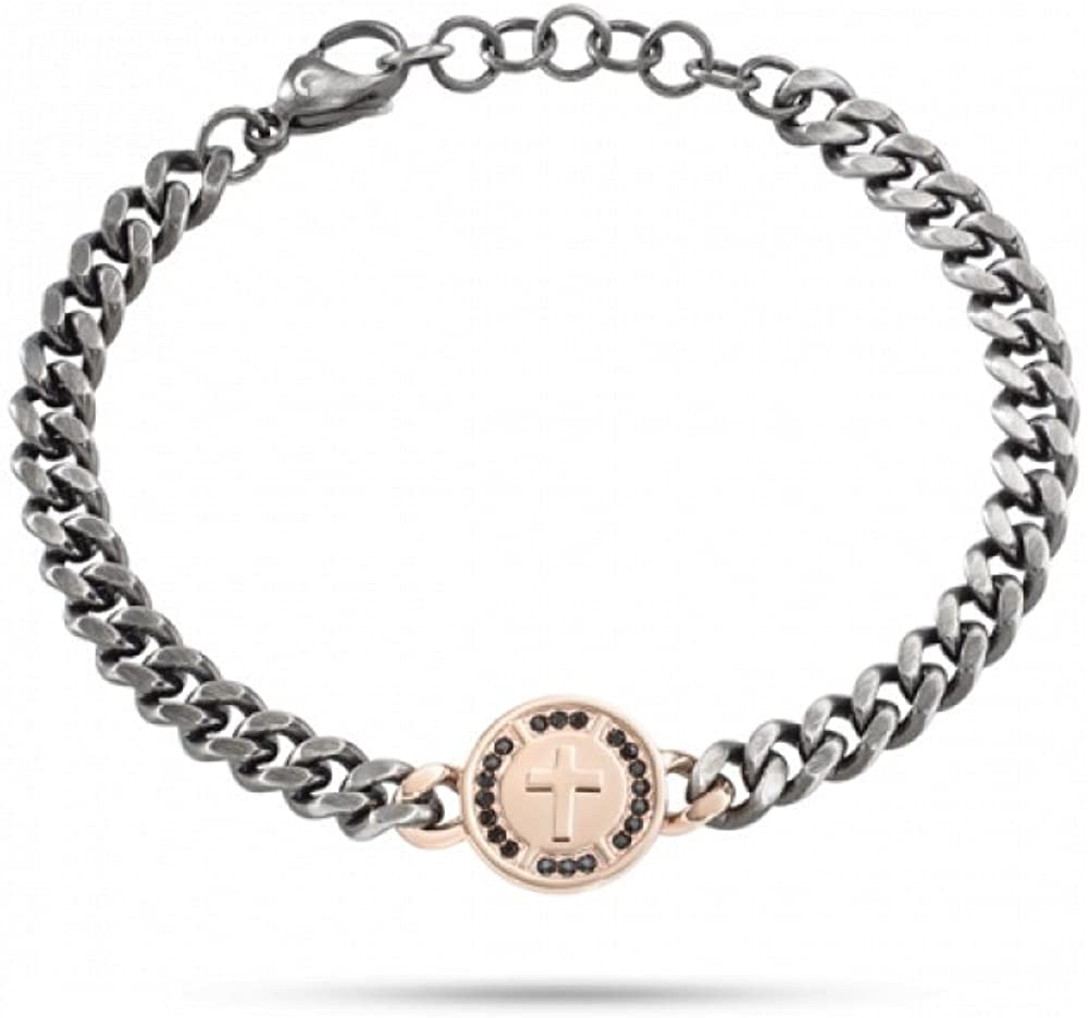 SECTOR BRACCIALE IN ACCIAIO ANTICATO SERIE STRONG E PVD ROSA CM22 SAIJ02
