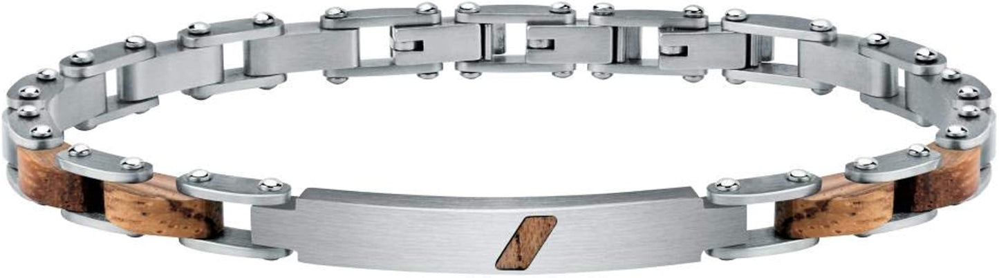 Bracciale braccialetto acciaio e legno Sector uomo moda wwod casual