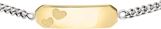 Bracciale Donna Acciaio Bicolore con Piastrina e Cuori Incisi – Sector SZS56