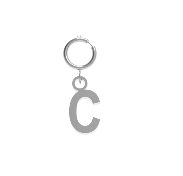 Charm Lettera Iniziale 10BuoniPropositi Pendente Acciaio Silver con Gancio