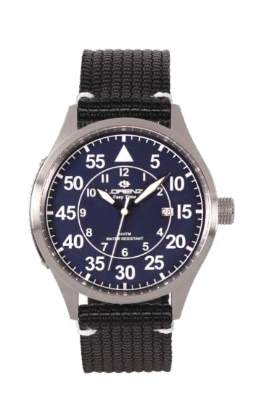 LORENZ OROLOGIO AL QUARZO AVIATORE CINTURINO IN CORDURA PER UOMO 030227BB