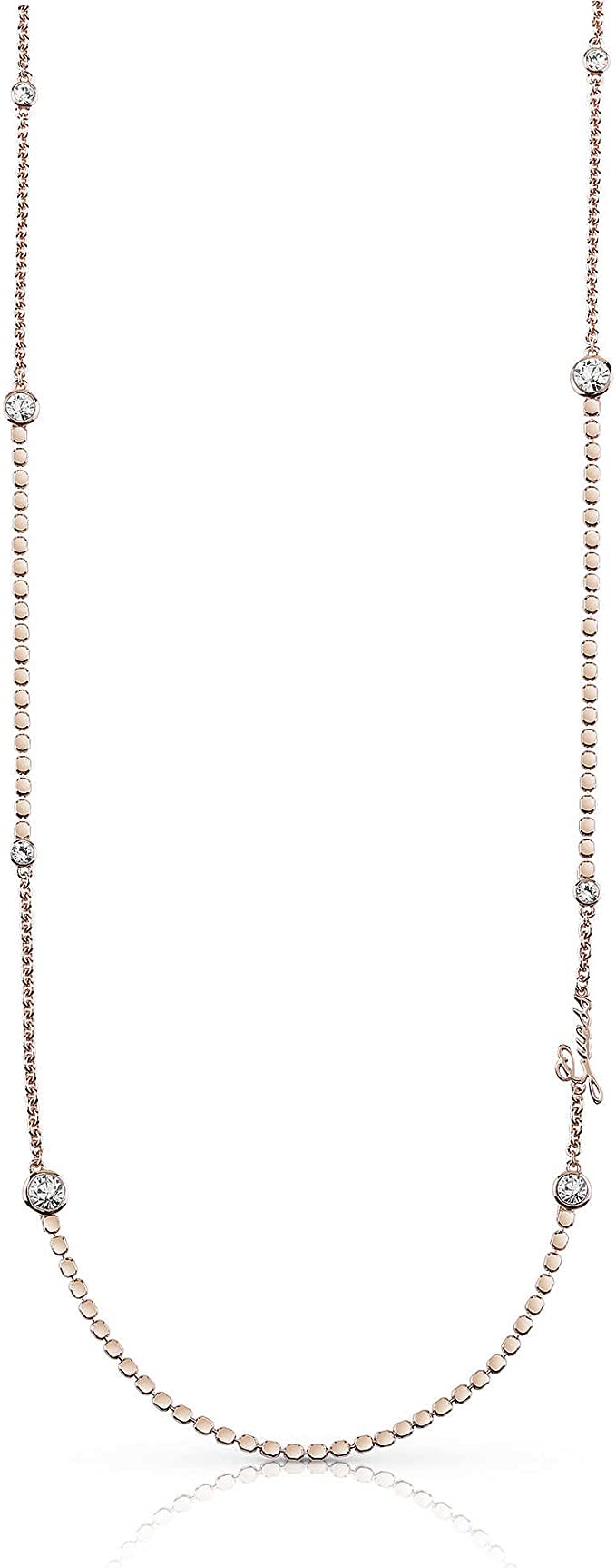 GUESS collana in acciao dorato per donna con cristalli UBN84079