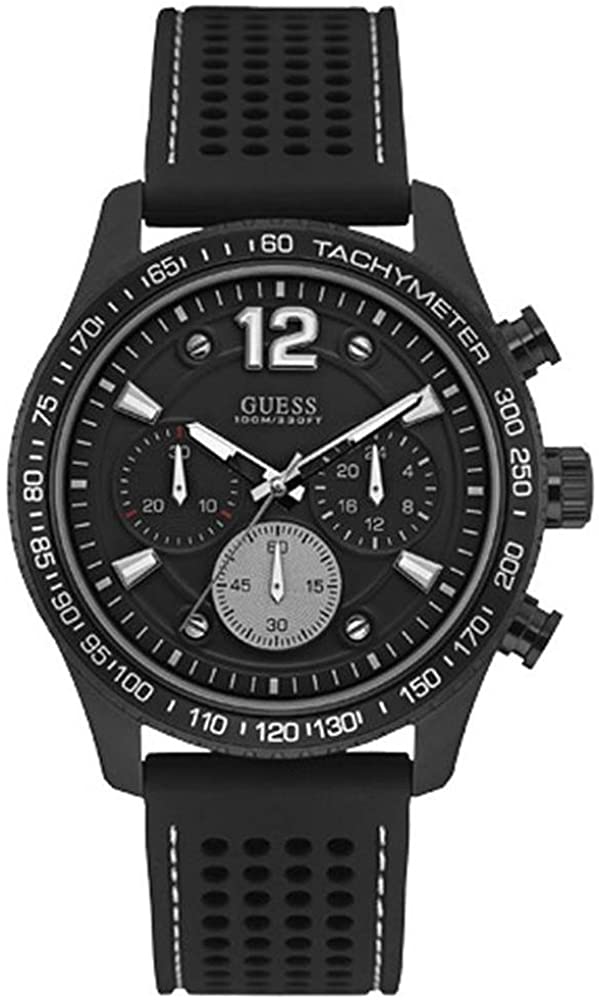 GUESS orologio da polso cronografo sportivo cinturino in silicone nero tattico per uomo W0971G1