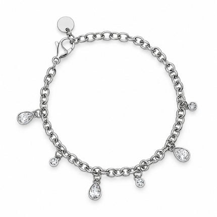 Bracciale Donna 2JEWELS 232348 Acciaio Silver Catena Rolo Cristalli Goccia