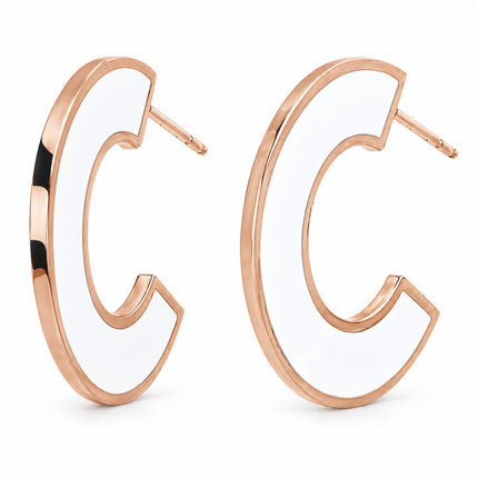 Orecchini donna 2Jewels 261319 semicerchio acciaio rosé smalto bianco
