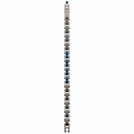 Bracciale Uomo a maglie rettangolari  Lunghezza 21 cm Varianti con dettagli blu o neri
