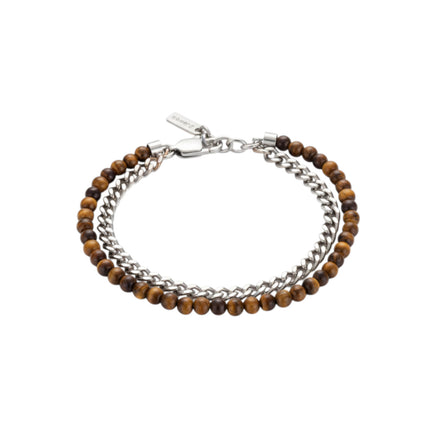 Bracciale uomo 2Jewels 232109 acciaio 316L e occhio di tigre doppio filo