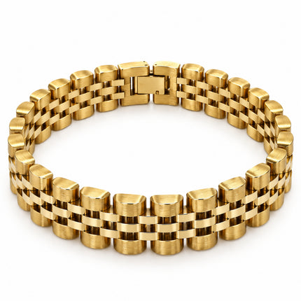 Bracciale in acciaio dorato 21 cm a cinque file con chiusura a scatto