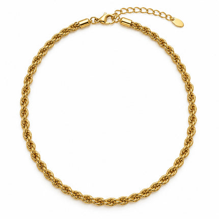 Collana Funetta Maglia a Fune 4 mm 40+5 cm Regolabile Gold Silver XX10007