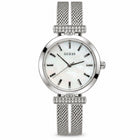 Orologio donna Guess Array GW0471L1 acciaio silver quadrante madreperla 28 mm su sfondo bianco