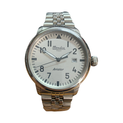 Orologio uomo Mondia Aviator MI-780 in acciaio con quadrante bianco
