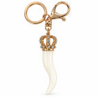 Portachiavi accessorio borsa con cornetto bianco corona strass e finitura oro rosa