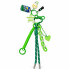  Portachiavi accessorio borsa verde multi charms con cordini e moschettone