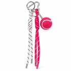 Portachiavi accessorio borsa rosa e bianco con cordini pallina e cuore