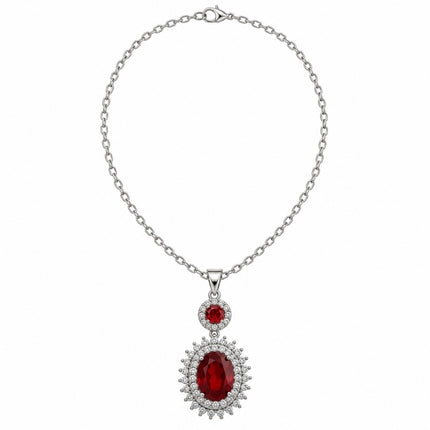Collana Donna Shelly Pendente Ovale Pietre Luminose 45+5 cm Varianti Colore